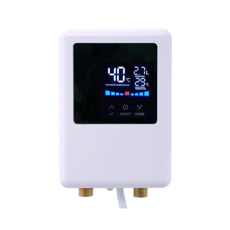 Podgrzewacz wody etryczny 220 V, przepływowy podgrzewacz wody o mocy 5500 W, duży wyświetlacz cyfrowy, odpowiedni do kamperów.