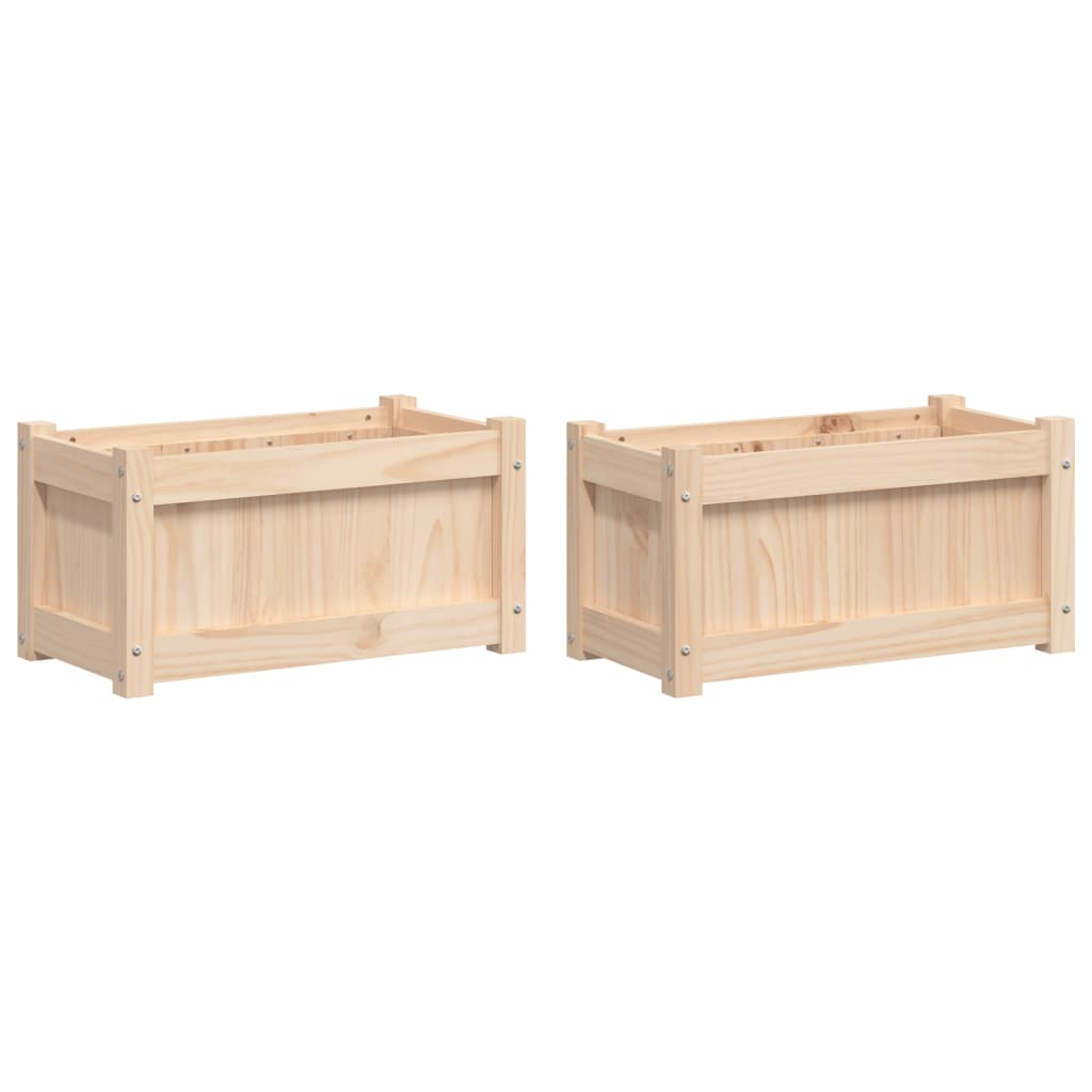 Lot De 2 Jardinières, Bac à Fleurs, Pot De Fleurs Bois De Pin Massif — free download