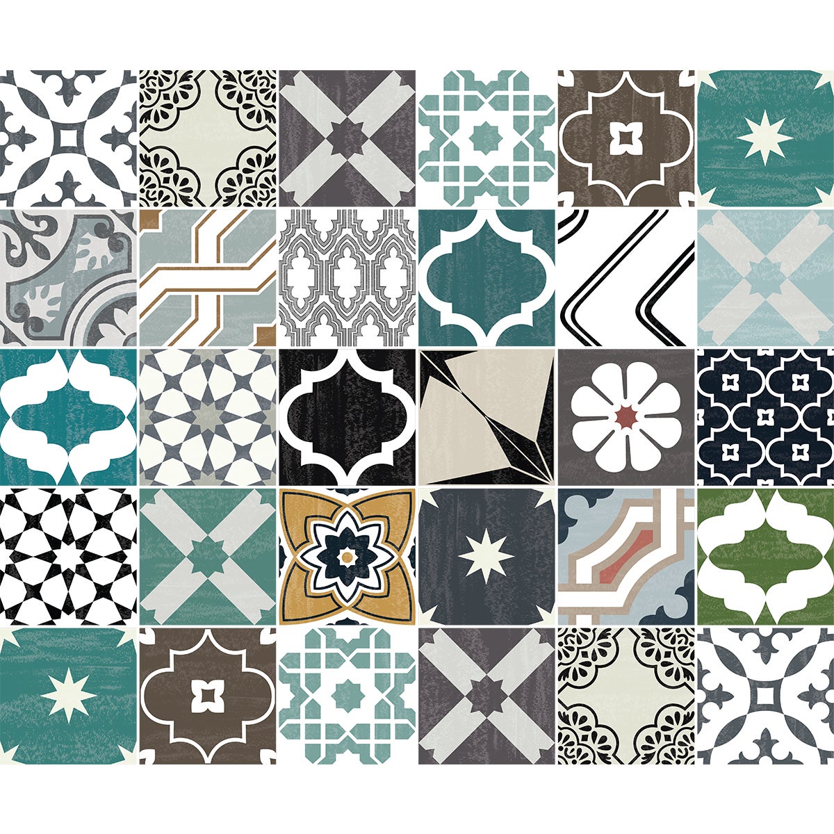 30 vinilos baldosas de cemento ailani - adhesivo de pared - revestimiento sticker mural decorativo - 30stickers15x15cm - 4