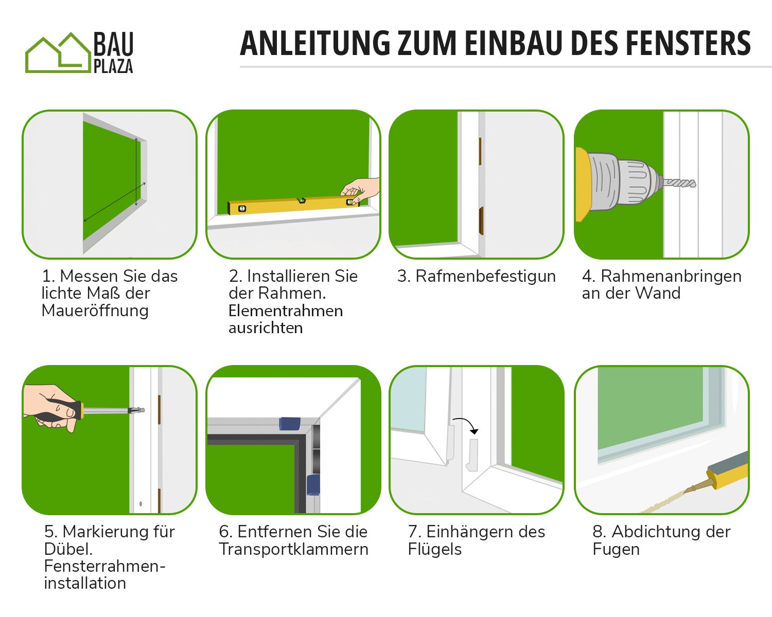 BauPlaza - Fenêtre PVC 40 x 50 cm d'ouverture Droite double vitrage Toutes les tailles blanc Largeur x Hauteur 400 x 500 mm Oscillo-battant - 9