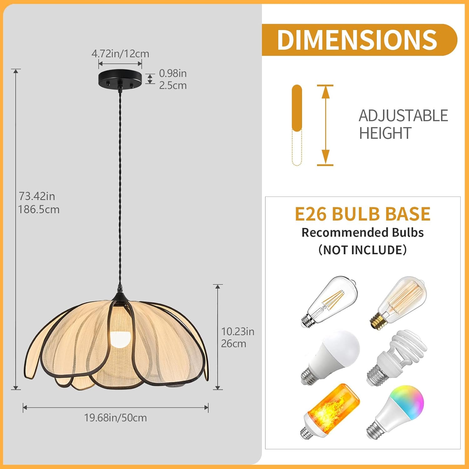 Lustre bohème, suspension en abaca tressée à la main, grand luminaire suspendu pour couloir, entrée, îlot de cuisine, salle à manger, chambre, 50 cm - 7