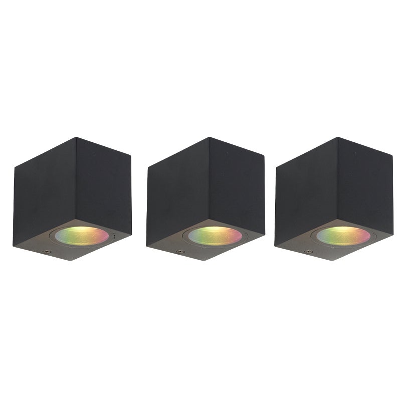 Zestaw 3 inteligentnych lamp ściennych czarnych IP44 z Zigbee GU10 - Baleno