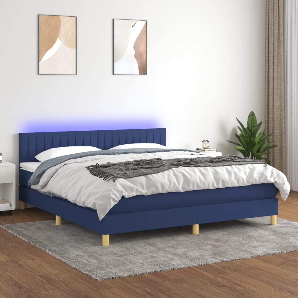 Cadre de lit Bleu 160x200 cm Tissu