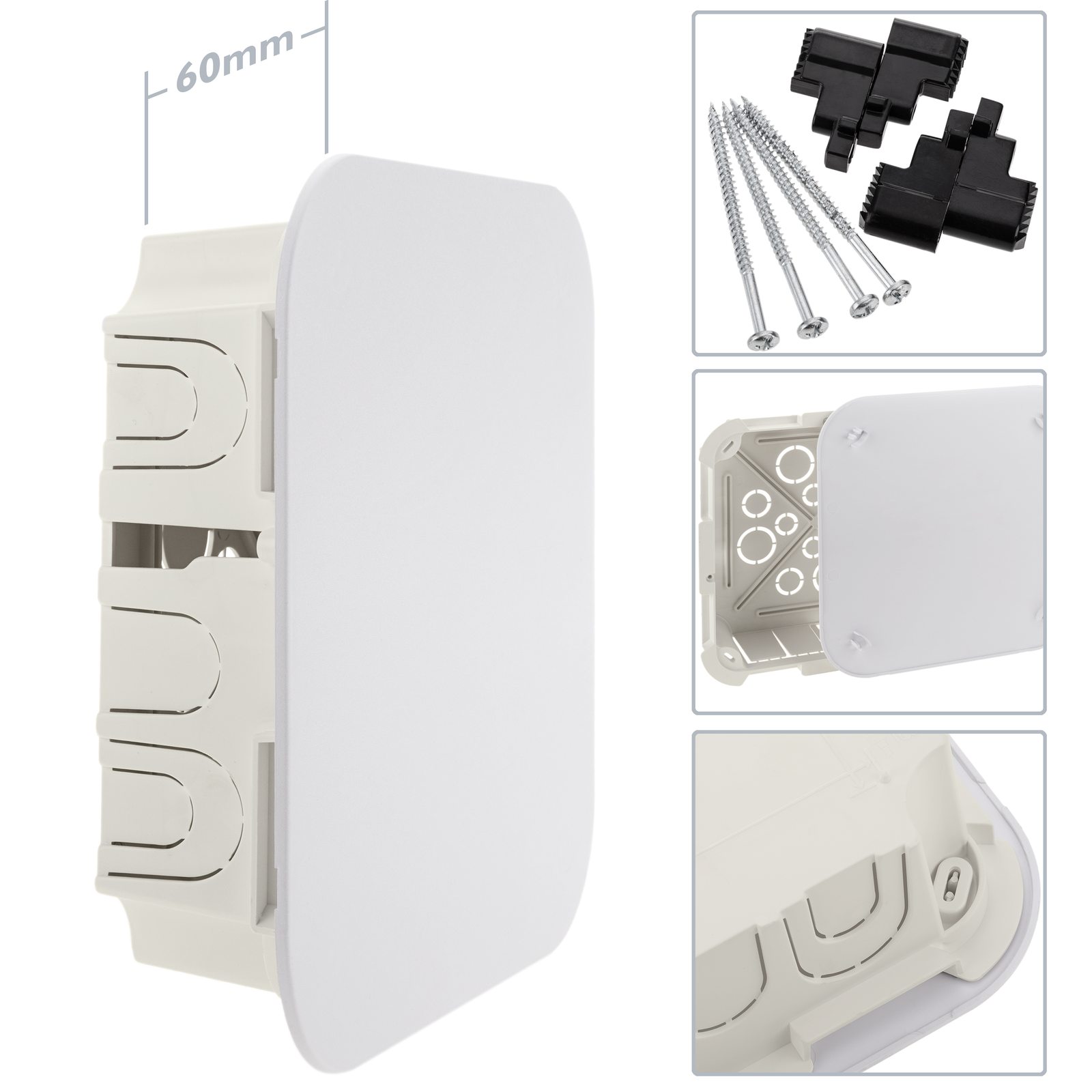 Boîte encastrée de registre électrique carré 200x200x60 mm pour les murs creux - 2