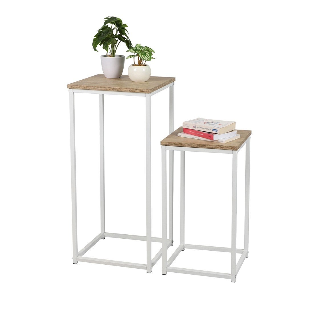 Lot De 2 Tables D'appoint Loka - Paris Prix - Blanc - Métal - Hauteur 82cm