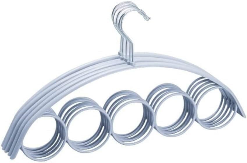 Cintre Rotatif 360° à 6 Crochets – Avec Boules En Bois, Antirouille, Gain De Place – Pour Foulards, Sacs, Cravates, Chapeaux (Blanc)