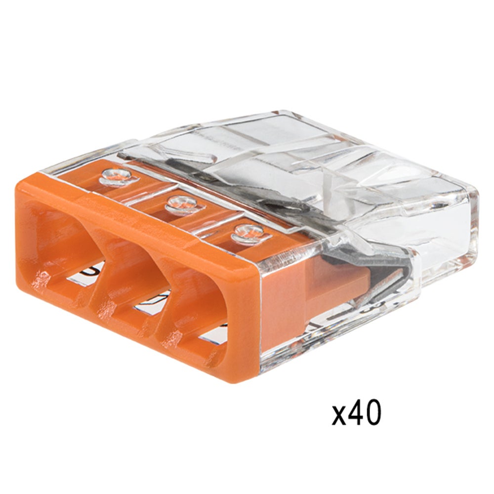 Flacon de 100 mini bornes WAGO, 24 A, 450 V, connexion PUSH WIRE®, fils 0,5-2,5 mm², boîtier transparent, test intégré - 4