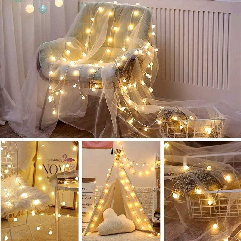Guirlande Lumineuse - Guirlande lumineuse LED Boules Blanc Chaud ，Décoration Romantique,6M 40 Ampoules， - 4