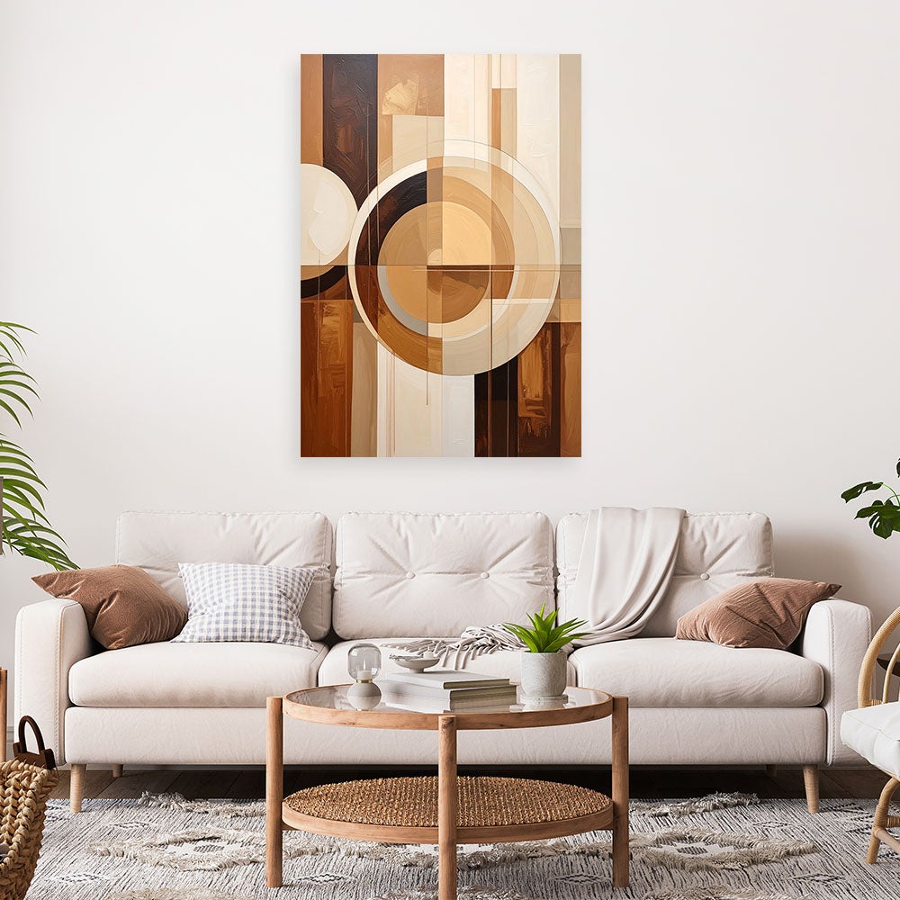 Obraz do salonu sypialni biura, Abstrakcyjne geometryczne formy w beżu 60x90 - 2