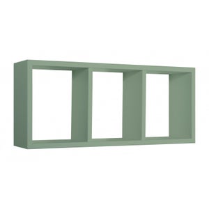 Etagère Rectangulaire 3 Compartiments Muraux 70x30x15,5 Cm En Panneaux De Fibres De Bois Tristano Vert 129058