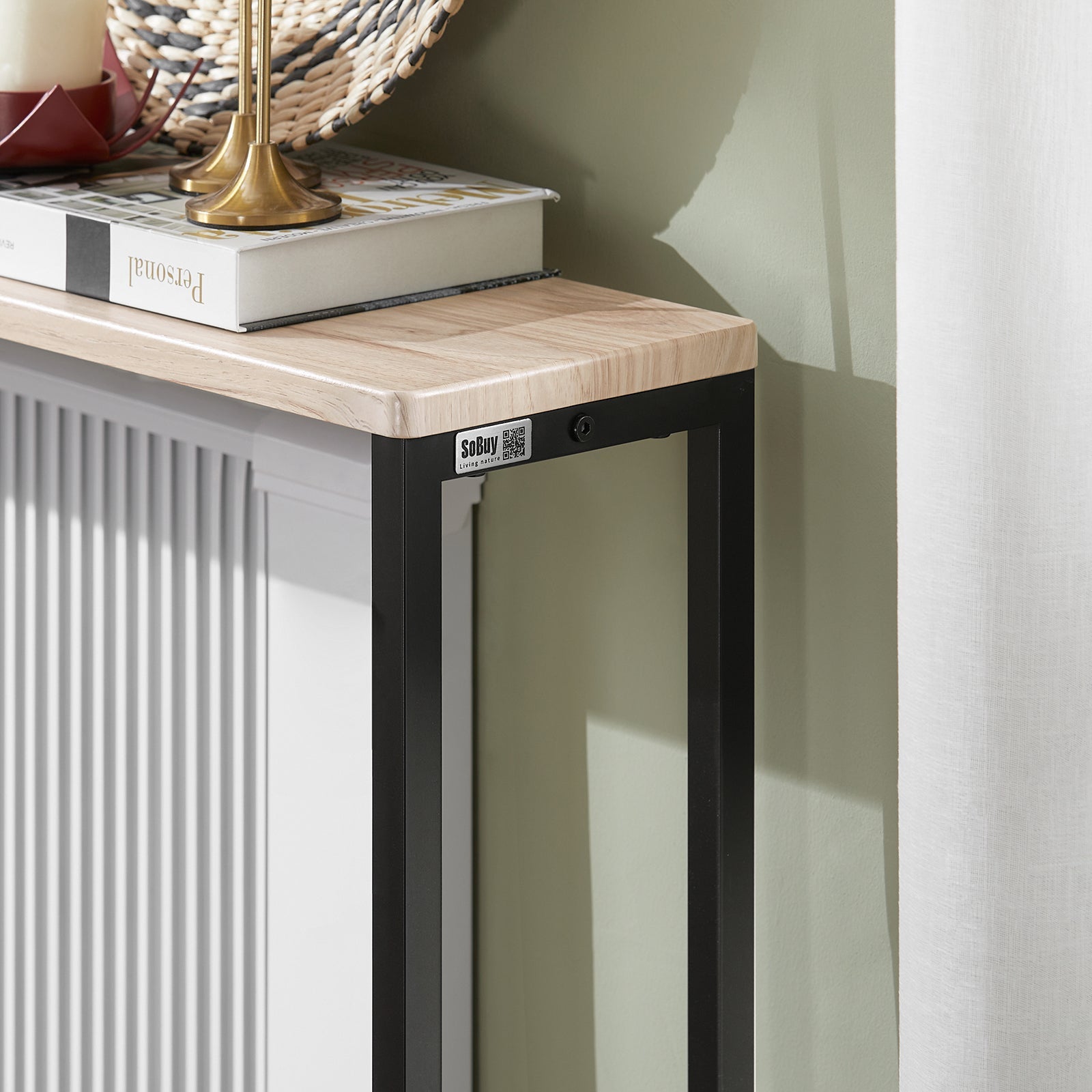SoBuy FSB19-XL-Z Table d'appoint Bout de canapé Table d’entrée, 4 Pieds en Fer Table console cadre en fer - 8