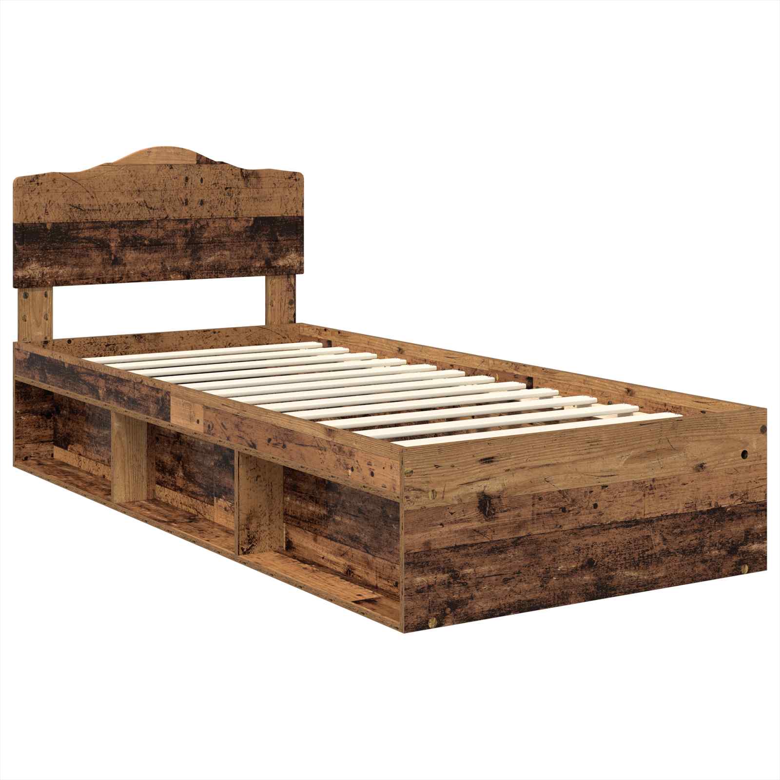 Cadre de lit bois ancien 75 x 190 cm en bois de pin massif - 4