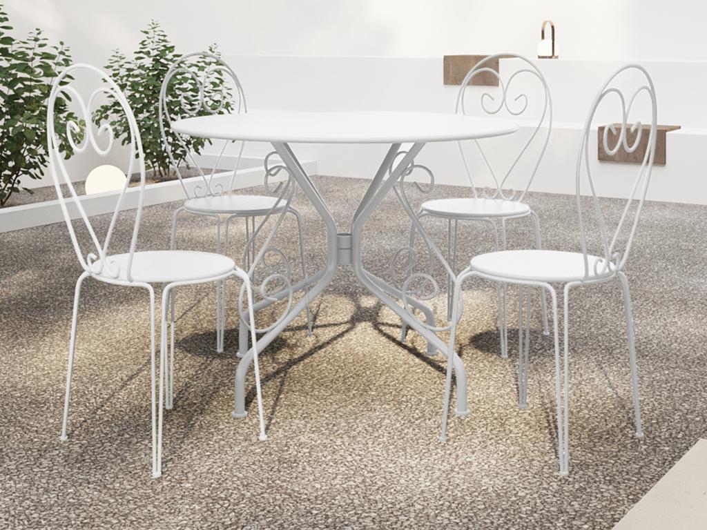Table verre chaise fer forge d'occasion - Ameublement