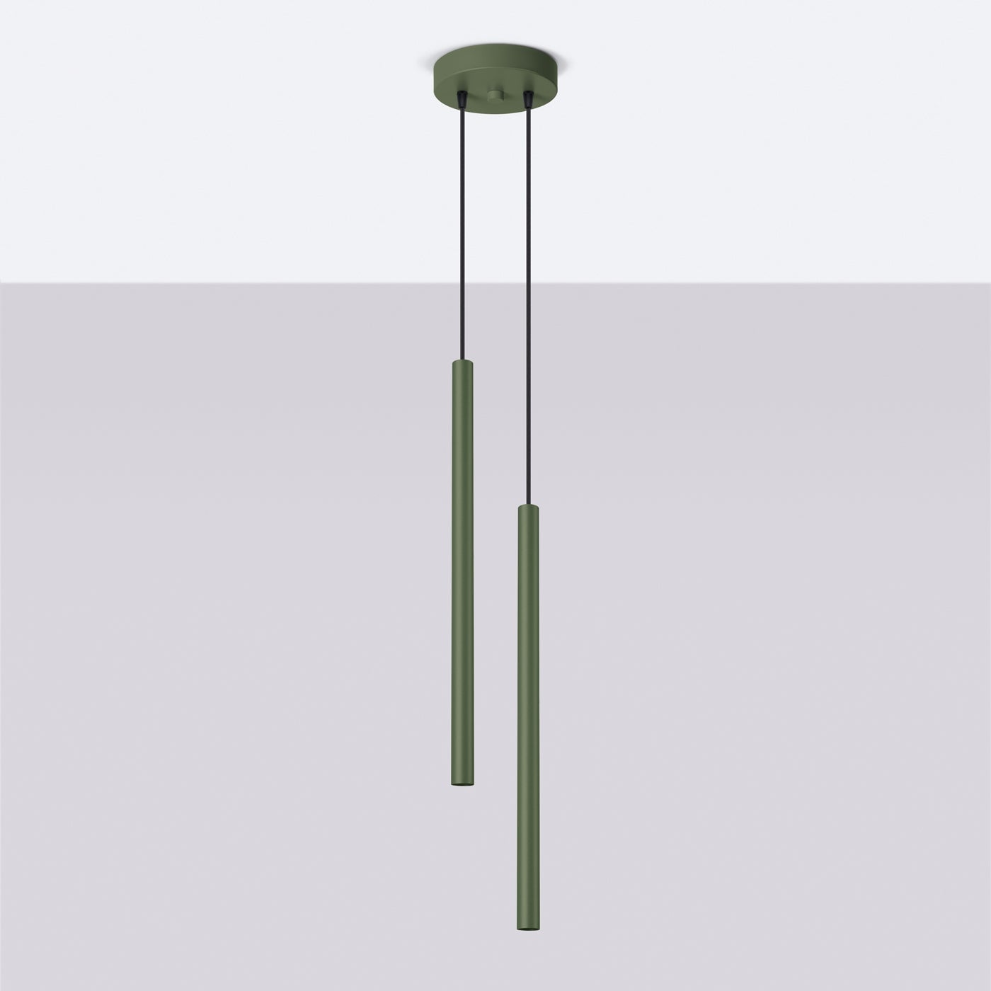 Lampa wisząca BRILL 2 zielona oliwka LED 4000K - 15x15x114cm Sollux