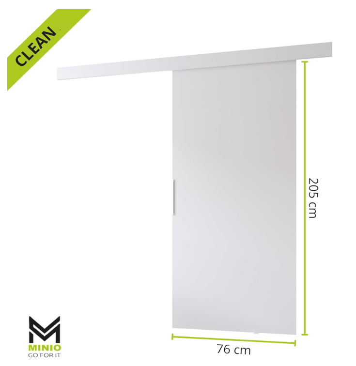 MINIO go for it, porte coulissante CLEAN I 76 cm portes de chambre | avec miroir | Blanc - 3