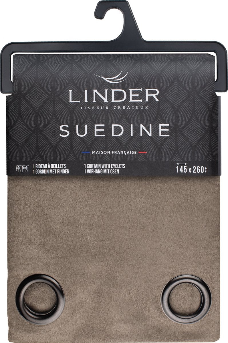 Rideau Uni - Effet Suédine - Gris souris - 145x260 cm - Polyester - 6