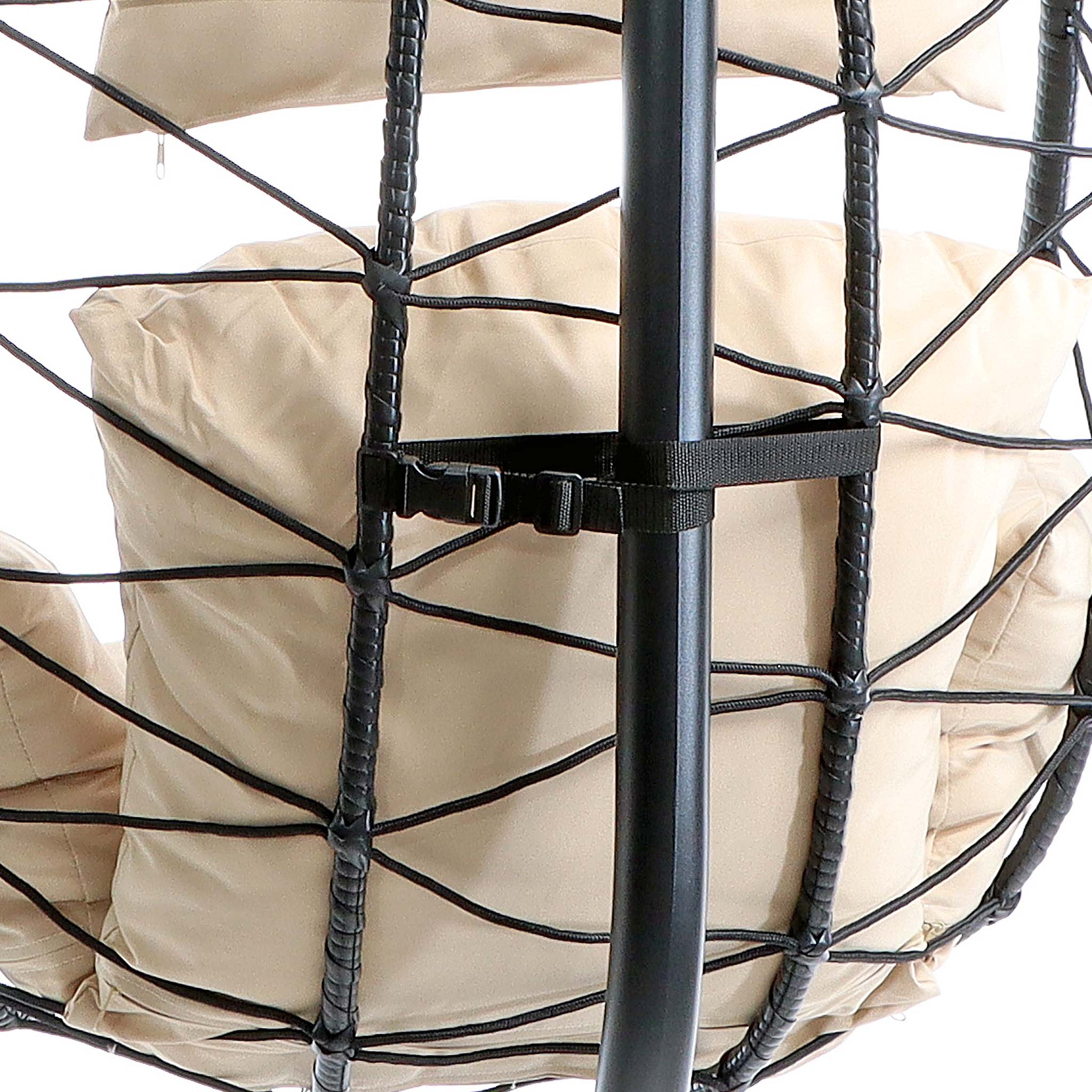 Fauteuil suspendu – 950 x 980 x 1980 mm – Capacité de charge max. 130 kg – OEuf Panier Chaise avec Support et coussin d’assise – Mobilier… Wiltec - 7