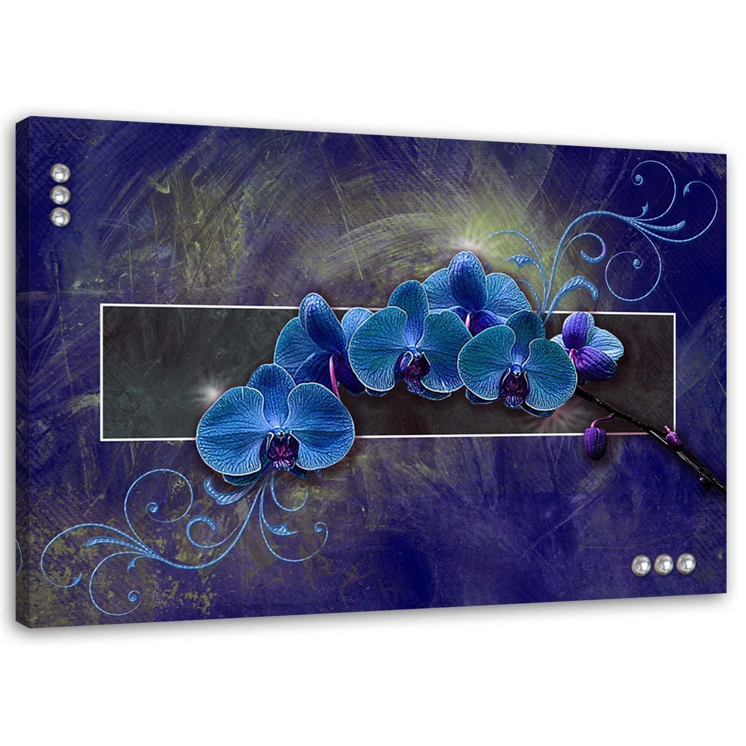 Obraz na płótnie, Orchidea kwiaty abstrakcja niebieski 100x70