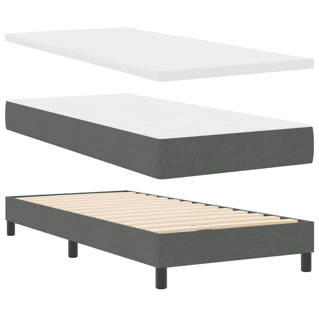 Cadre de lit avec matelas Gris foncé 90 x 200 cm tissu - 2