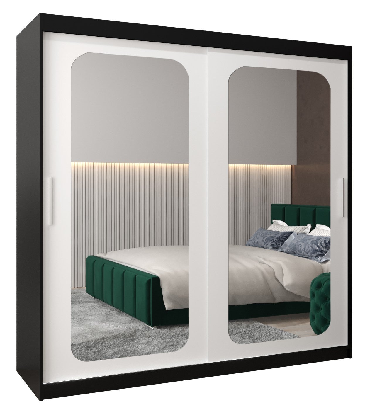 Szafa przesuwna garderoba PROMO T3 200 x 62 x 200 cm Czarny + Biały - Abiks Meble