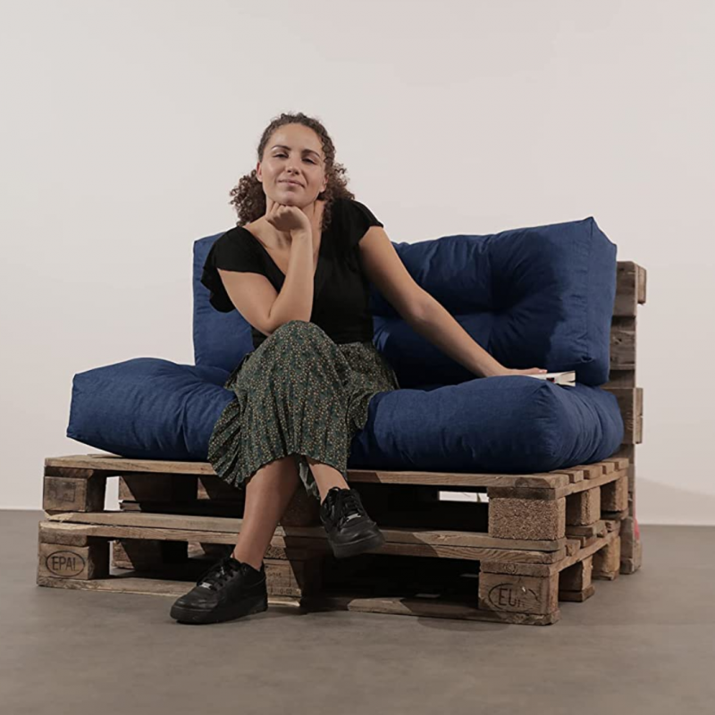 Coussins palette lot en polyester BANANAIR 120x80x15 cm bleu - 6