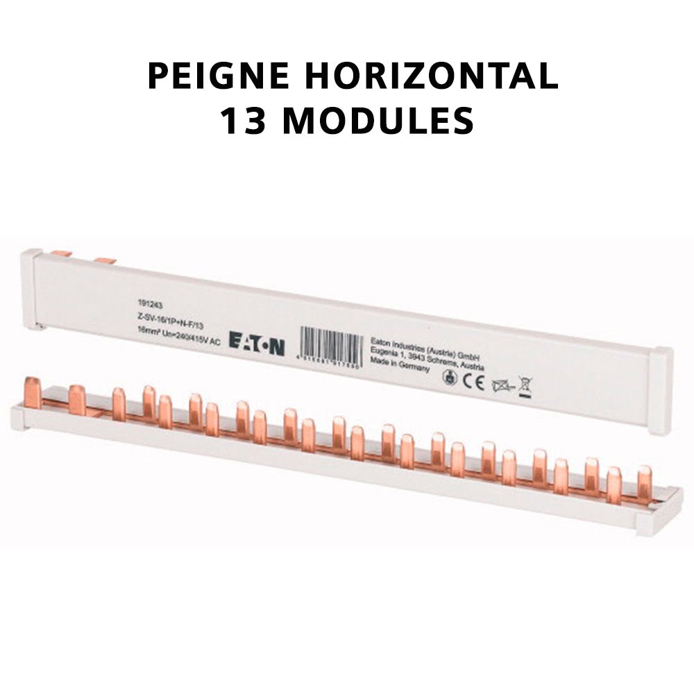 Peigne horizontal 1P+N 16A 13 modules-EATON - 2