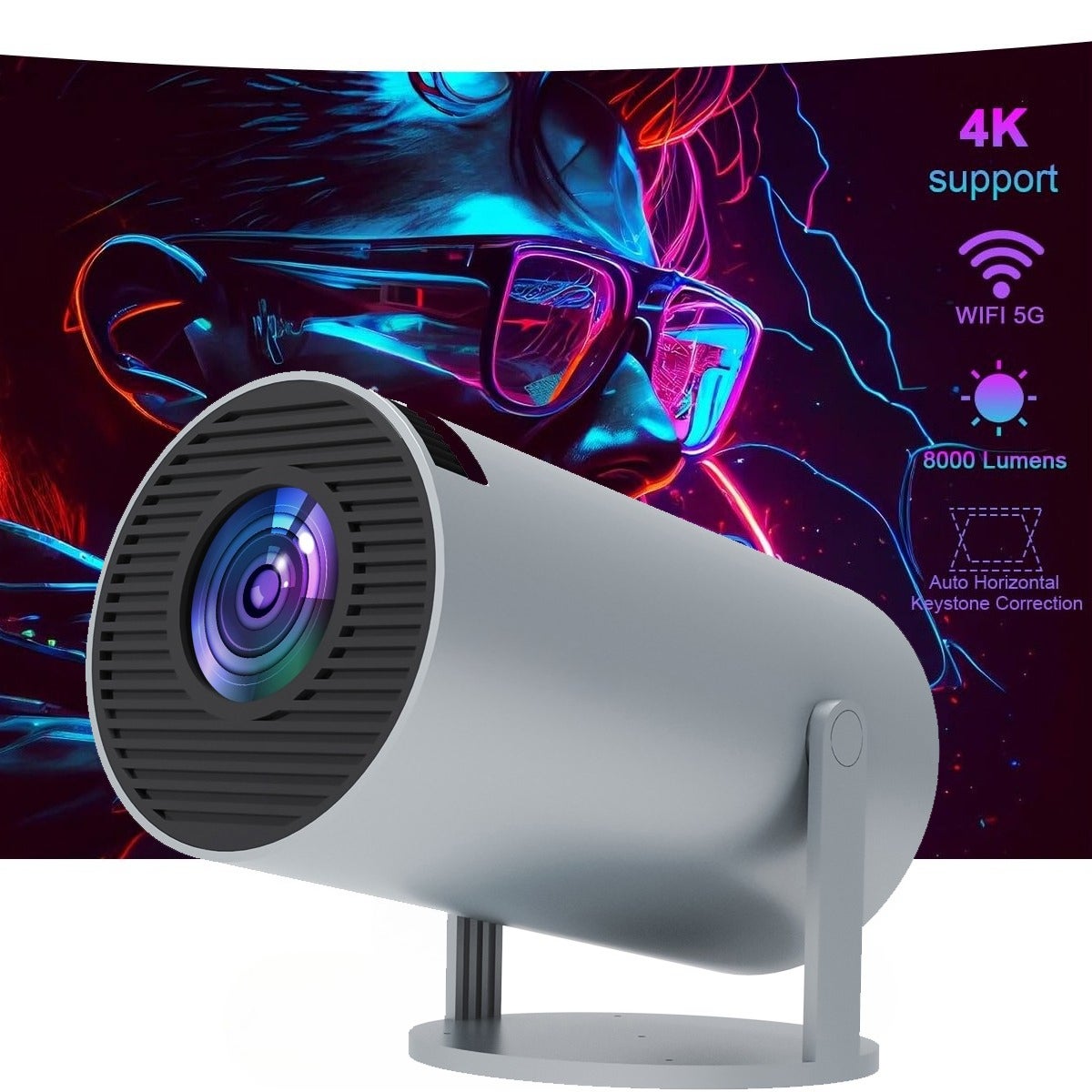Proiettore Portatile 15000 Lumen Full HD 1080p – WiFi 6, Bluetooth 5.2, Schermo Fino A 300'', Compatibile Con Smartphone E Console