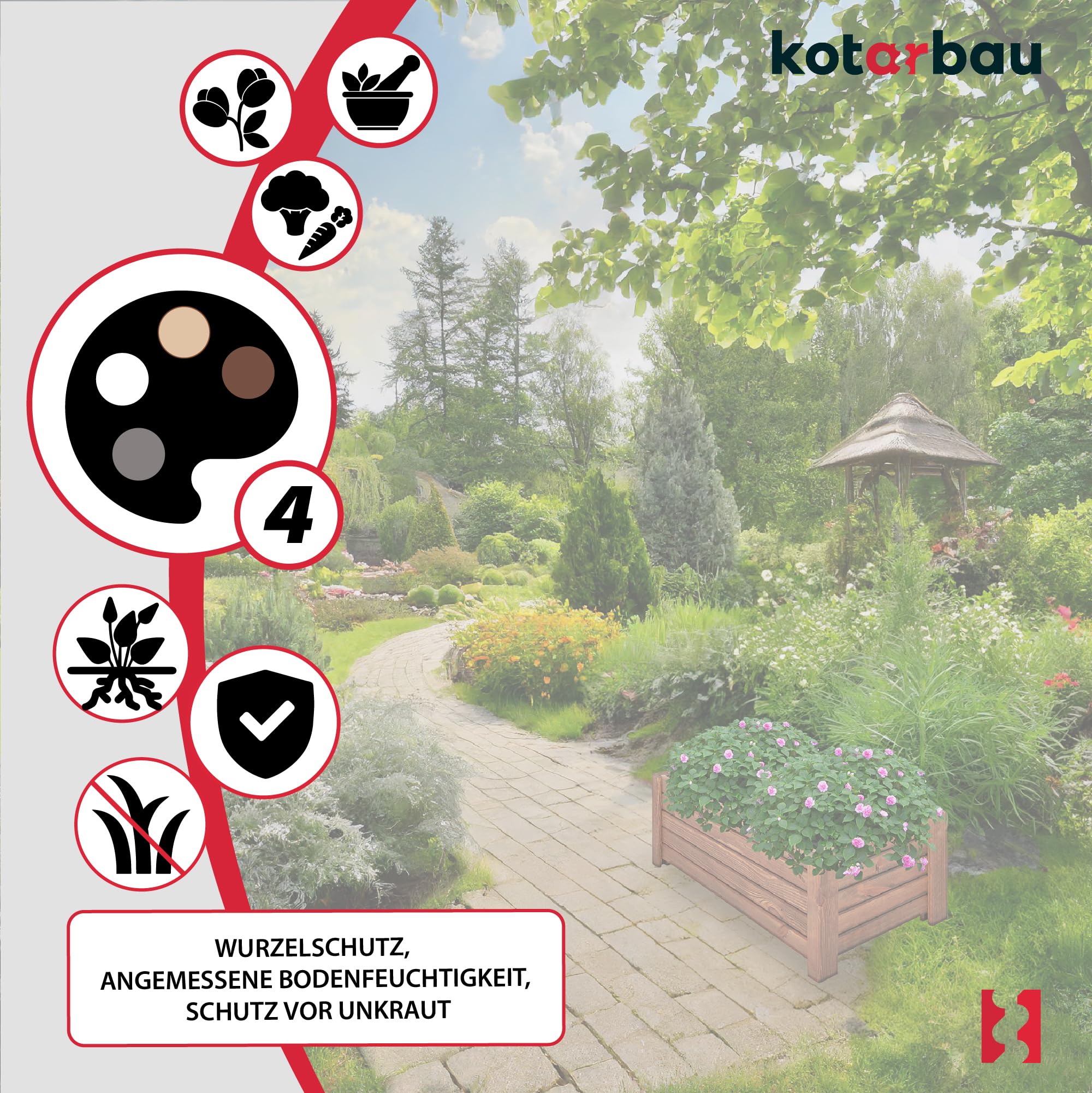 Pot de Fleurs en Bois 60 x 33 x 25 cm Jardinière en Pin Carbonisé Pot de Plantes Jardinière - Idéal pour Jardin Terrasse Balcon - Marron - KOTARBAU - 5