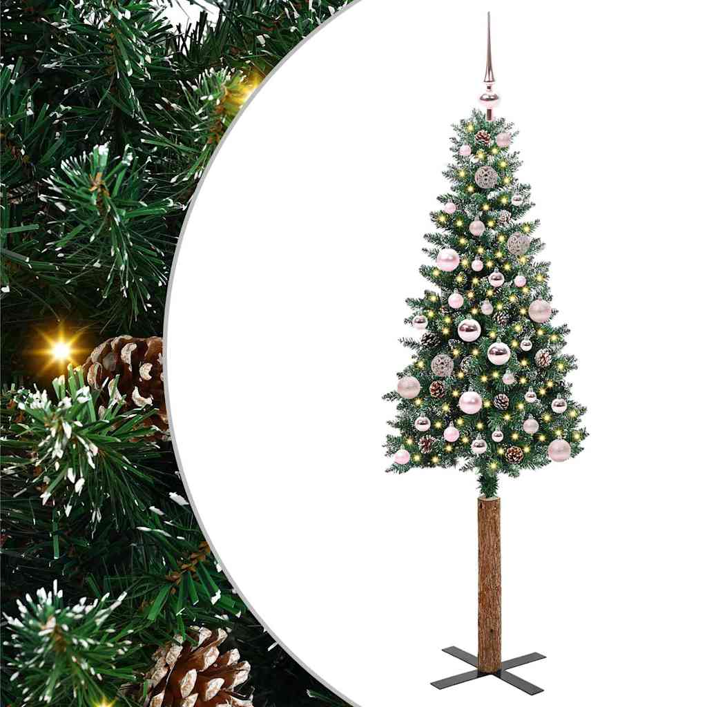 Szczupła Choinka z 150 diodami LED Zielony i Biały 150 cm