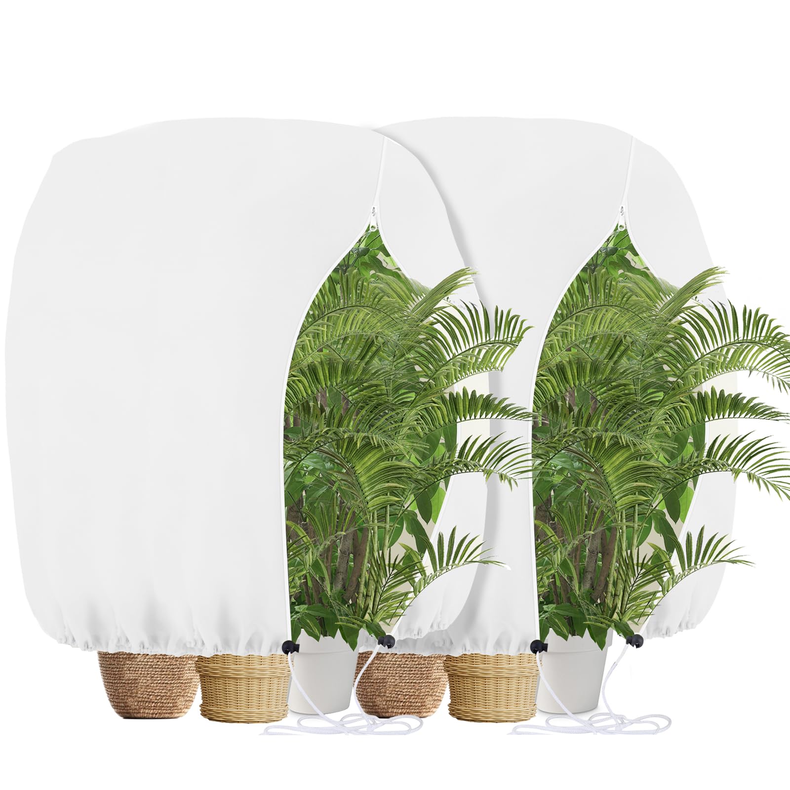 Osłona zimowa na rośliny na zewnątrz 120x180 cm, 2 szt. Pokrowce ochronne przed mrozem, okrywa na rośliny, ze sznurkiem ściągającym