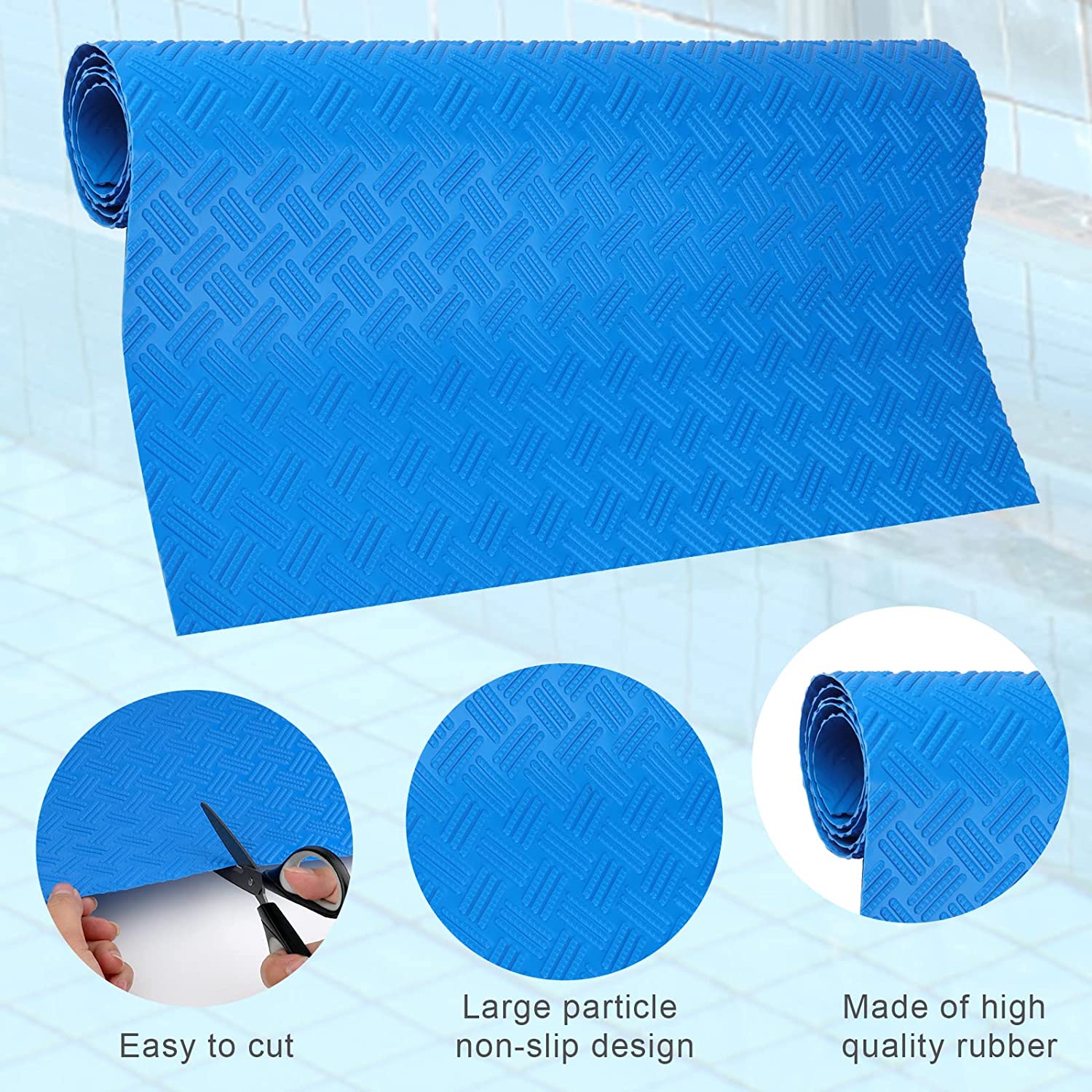 Tapis d'échelle de piscine, 23 x 90 cm Tapis de protection pour échelle de piscine Tapis de marche pour piscine hors sol avec texture antidérapante - 4