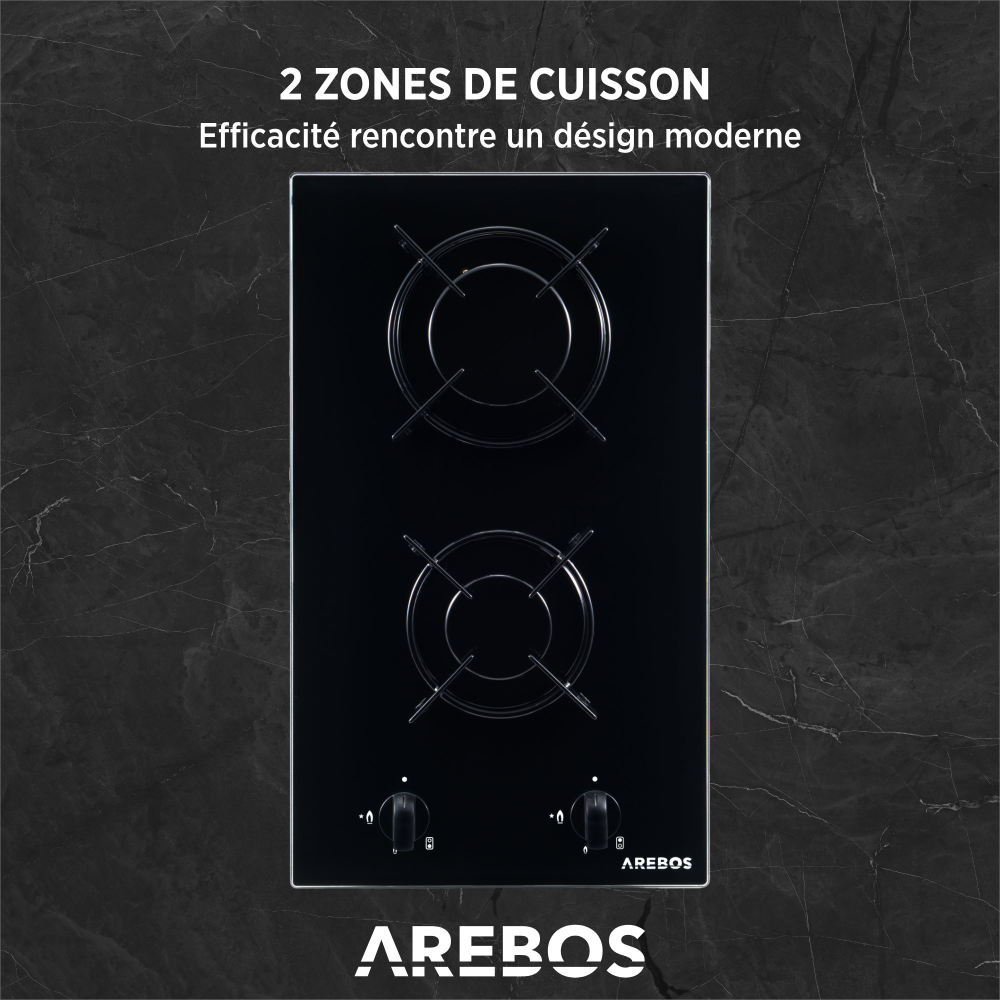 AREBOS Plaque de cuisson à gaz à 2 brûleurs – Design moderne, compatible gaz naturel et propane, sécurité intégrée, idéale pour toutes les cuisines - 4