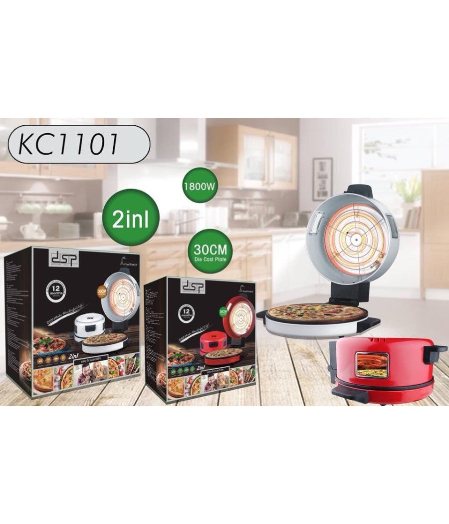 Trade Shop - Forno Cuoci Pizza Elettrico Cucina 2 In 1 Fornetto Doppia Cottura 1800watt 30cm - - 3