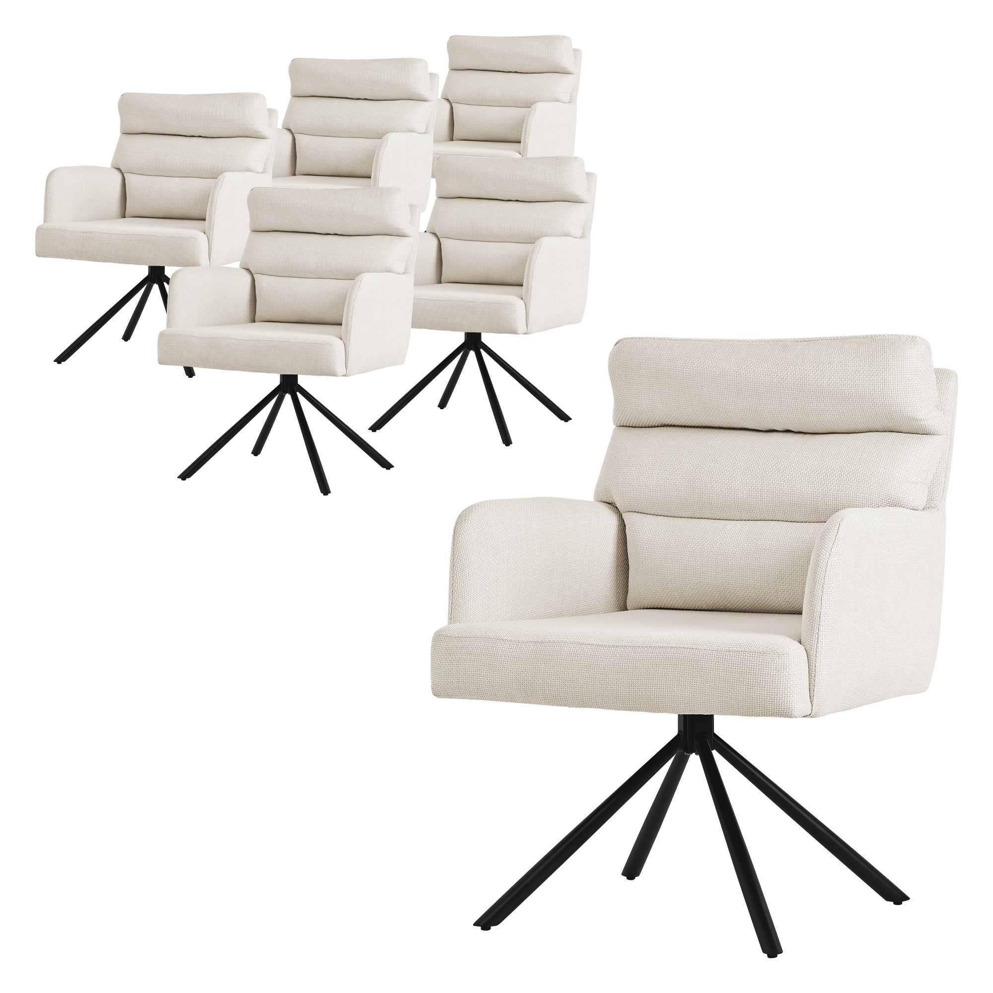 6-osobowe krzesło do jadalni obrotowe, tapicerowane Krzesło obrotowe 180 stopni Fotel