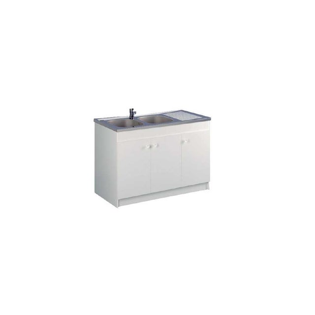 Meuble sous évier Aquarine LIBERTY 1400 mm 3 portes mélaminé blanc