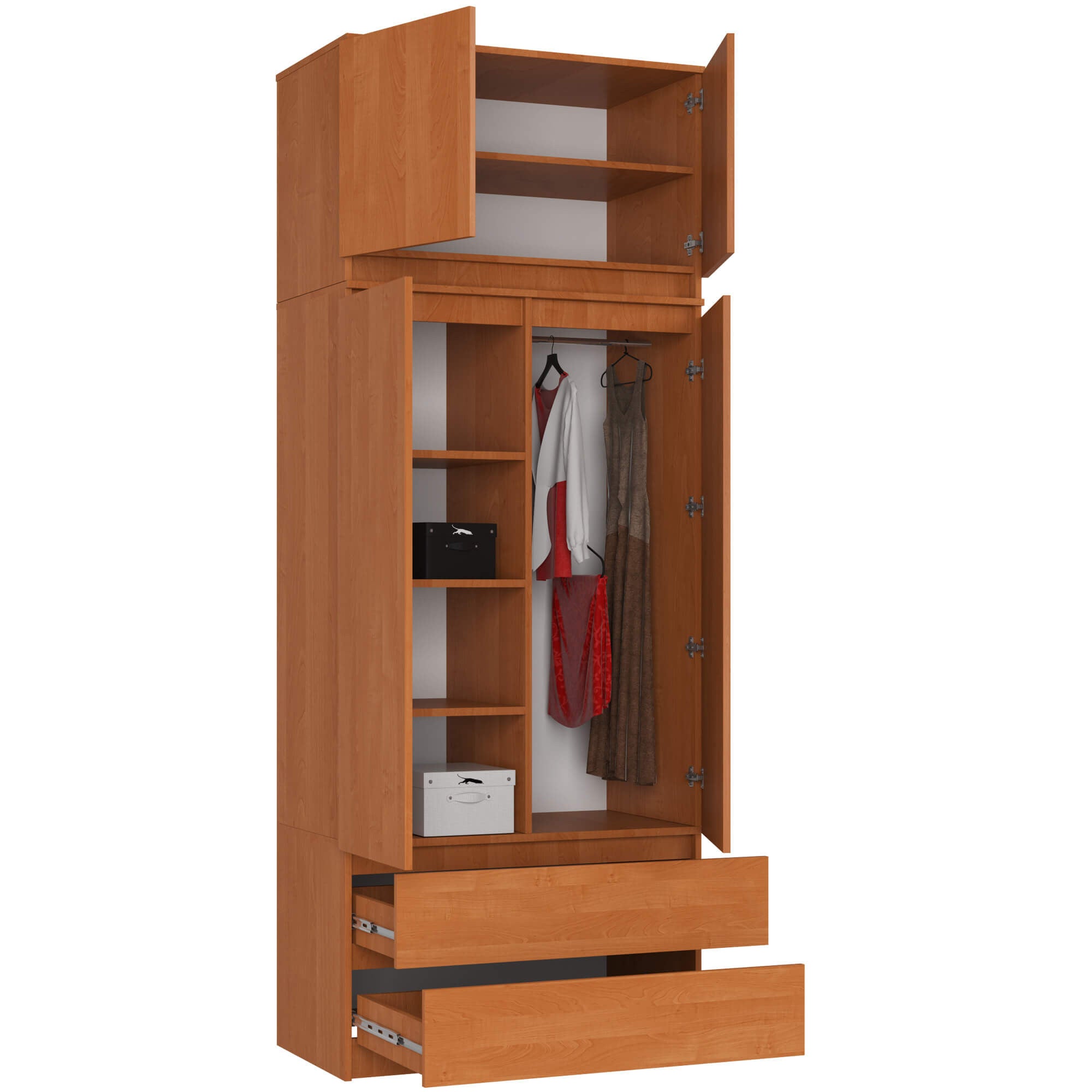 Armoire avec surmeuble AKORD S90 Aulne 90 cm 2 portes 2 tiroirs façade Aulne 6 étagères 90x51x234 cm - 2