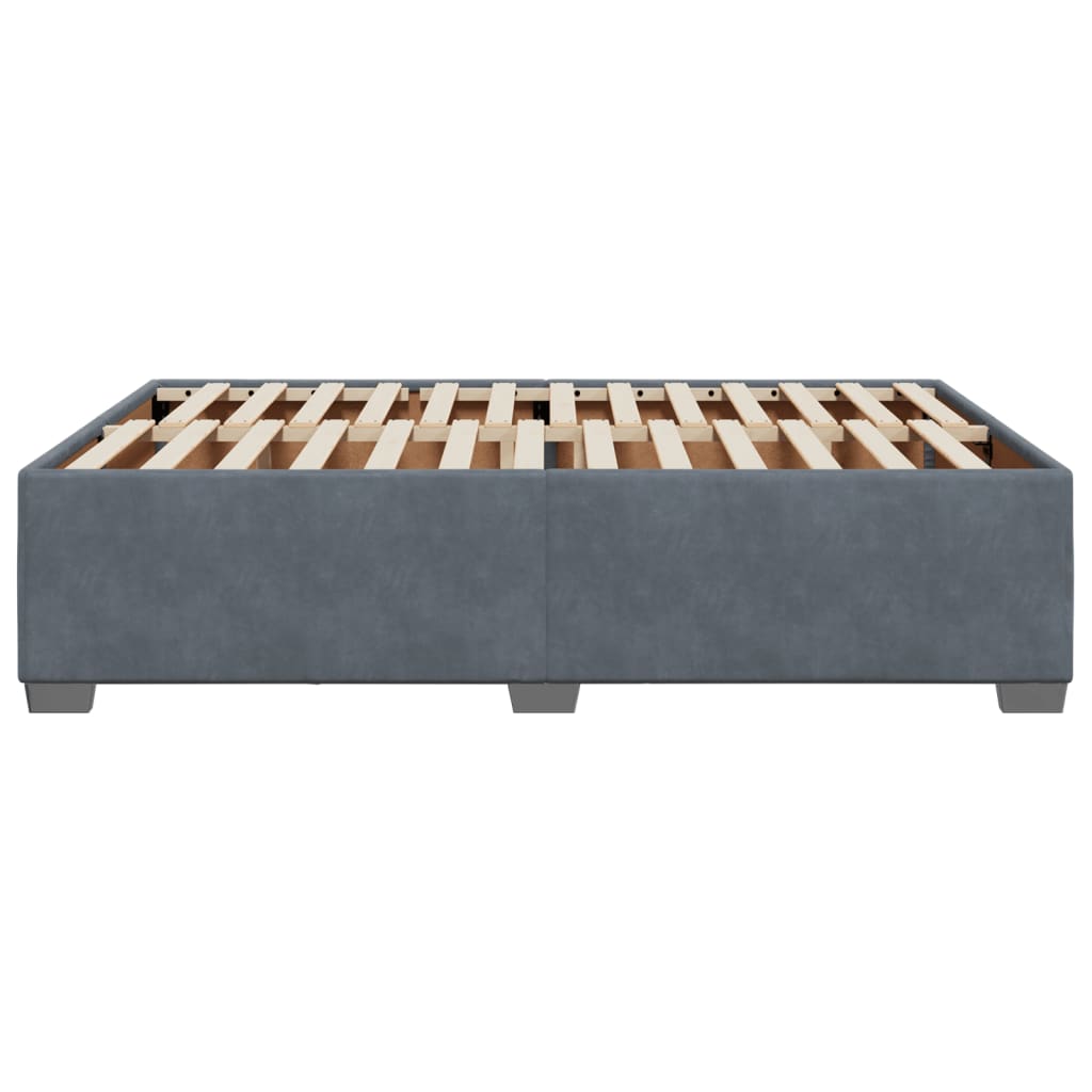 Cadre de lit sans matelas gris foncé 160 x 200 cm en velours - 5