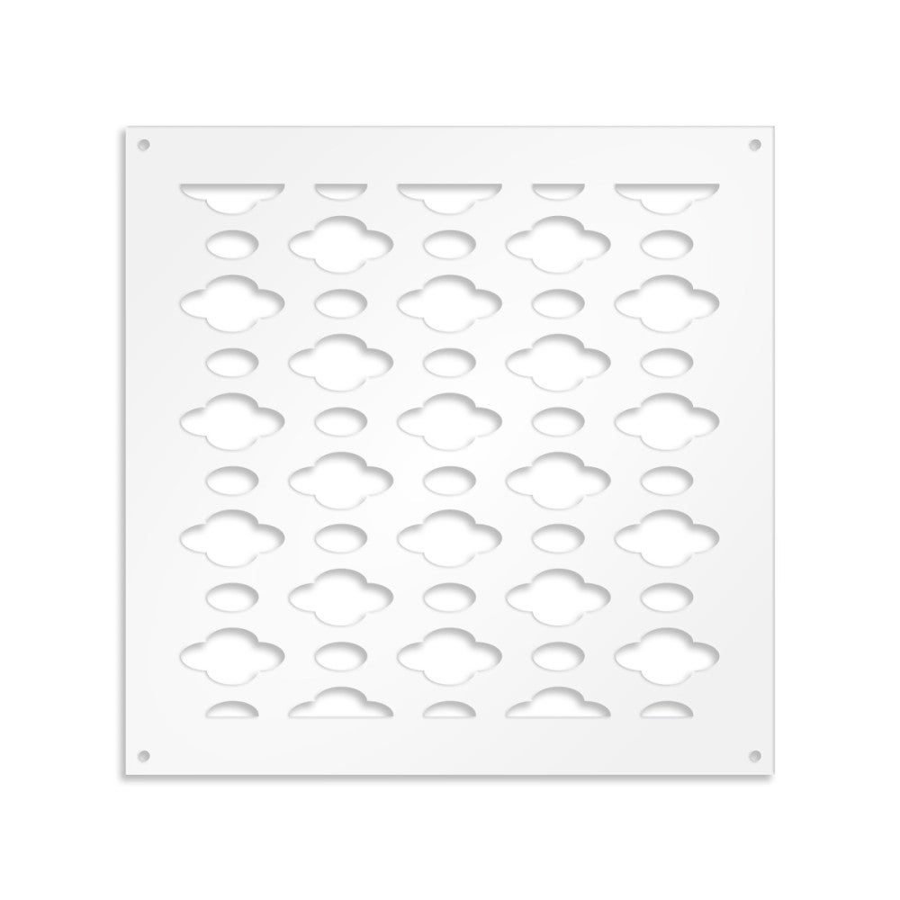 CLOUDS - Panel perforowany z PVC - 98x98 cm, biały, osłona przeciwsłoneczna, grubość 1 cm