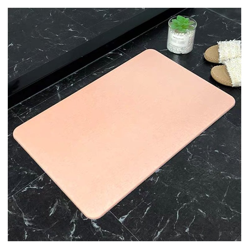 Mata podłogowa z ziemi okrzemkowej, twardy materiał, odpowiednia do łazienek i kuchni (różowa, 39 x 60 x 0,9 cm)