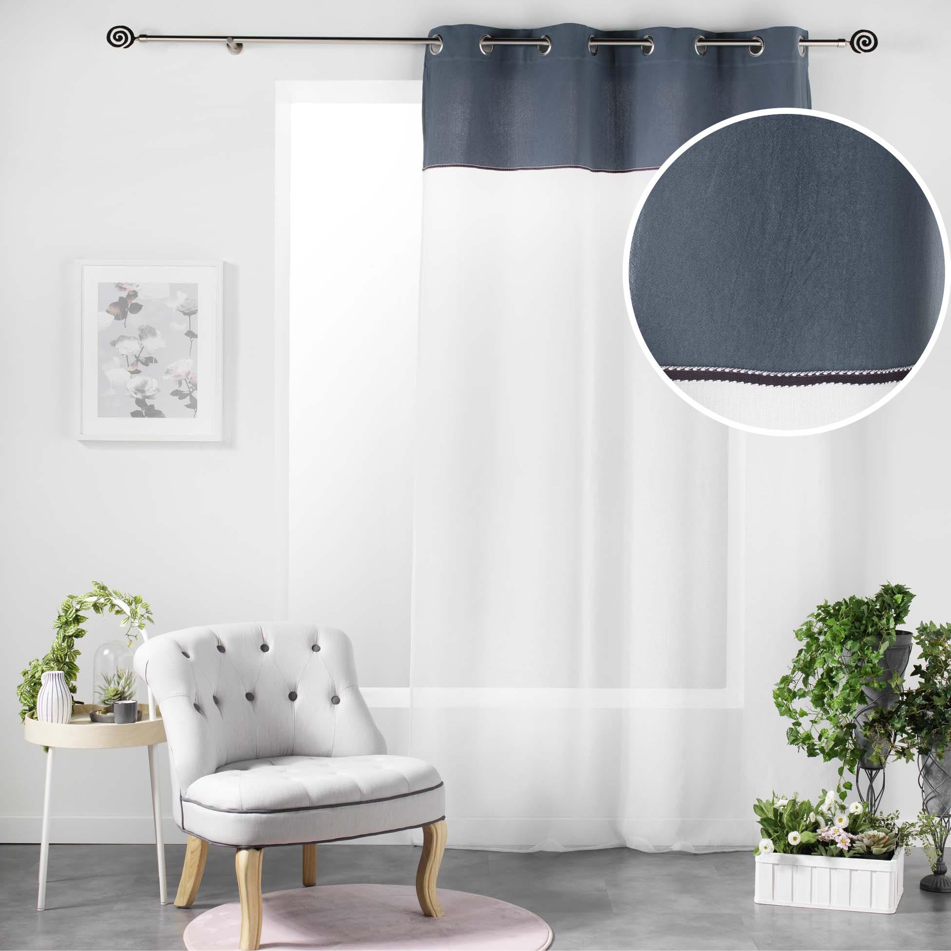 Rideau Liberty Tyrone Oeillet Velours Écrasé Gris Argenté - 53x54 - Luxe