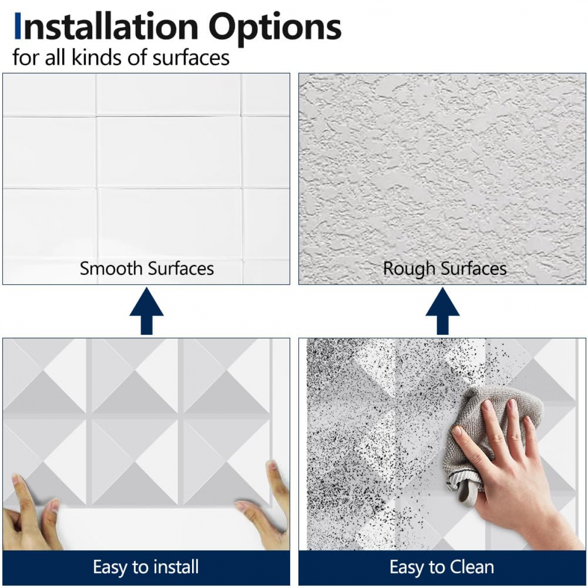 Carrelage mural 3D 30 x 30 cm, revêtement mural en PVC, imperméable, facile à installer, adapté au salon, à la chambre à coucher(15 pièces) - 5