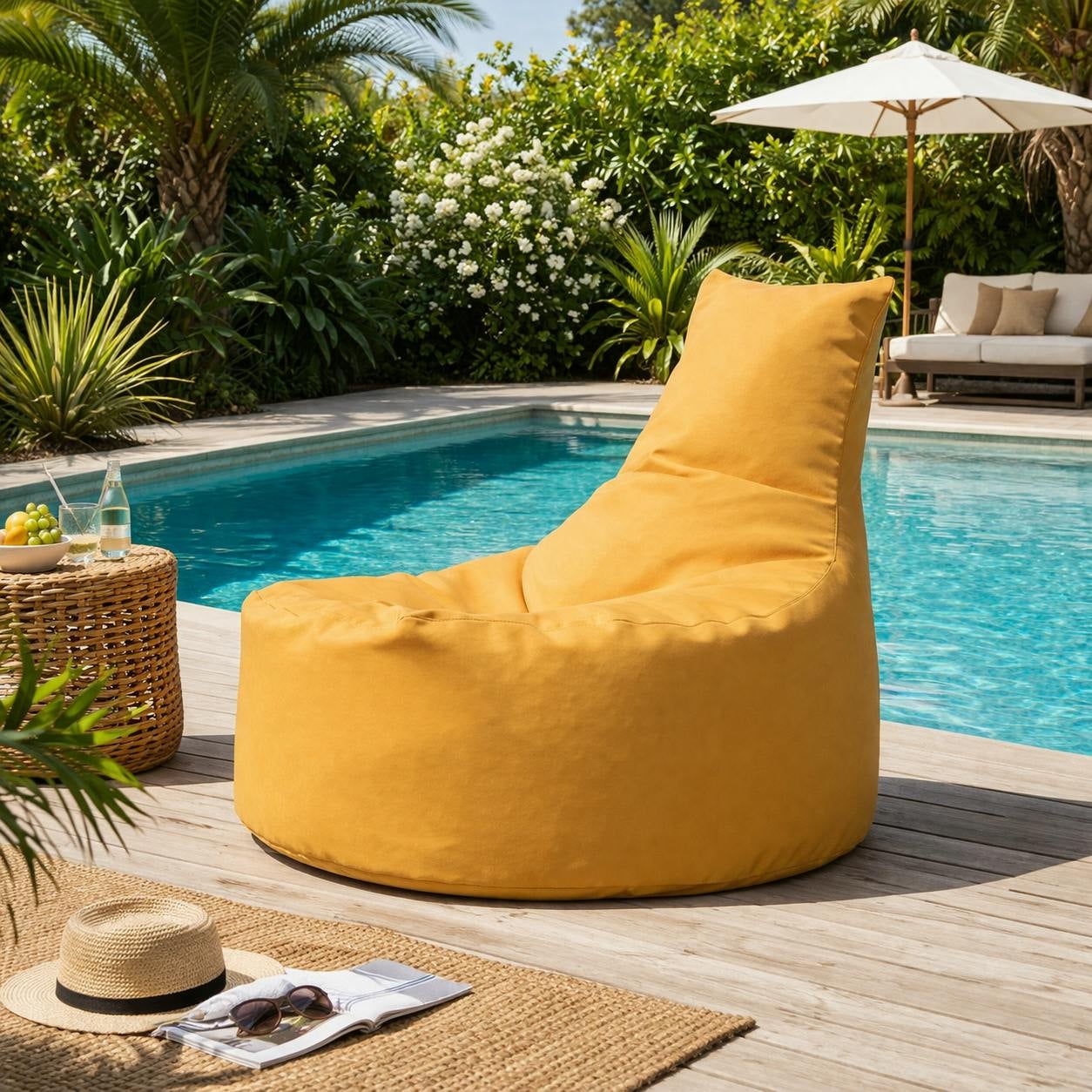 Pouf extérieur jaune avec dossier ARTA | Leroy Merlin