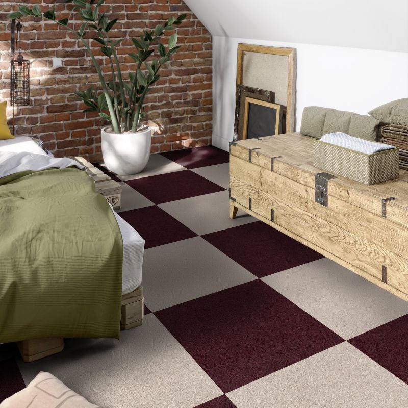 Arquiservi - Moqueta en loseta Viena Rojo 50x50 (5M2) | Antiestática, insonorizante y apta para oficinas y hogar - 5