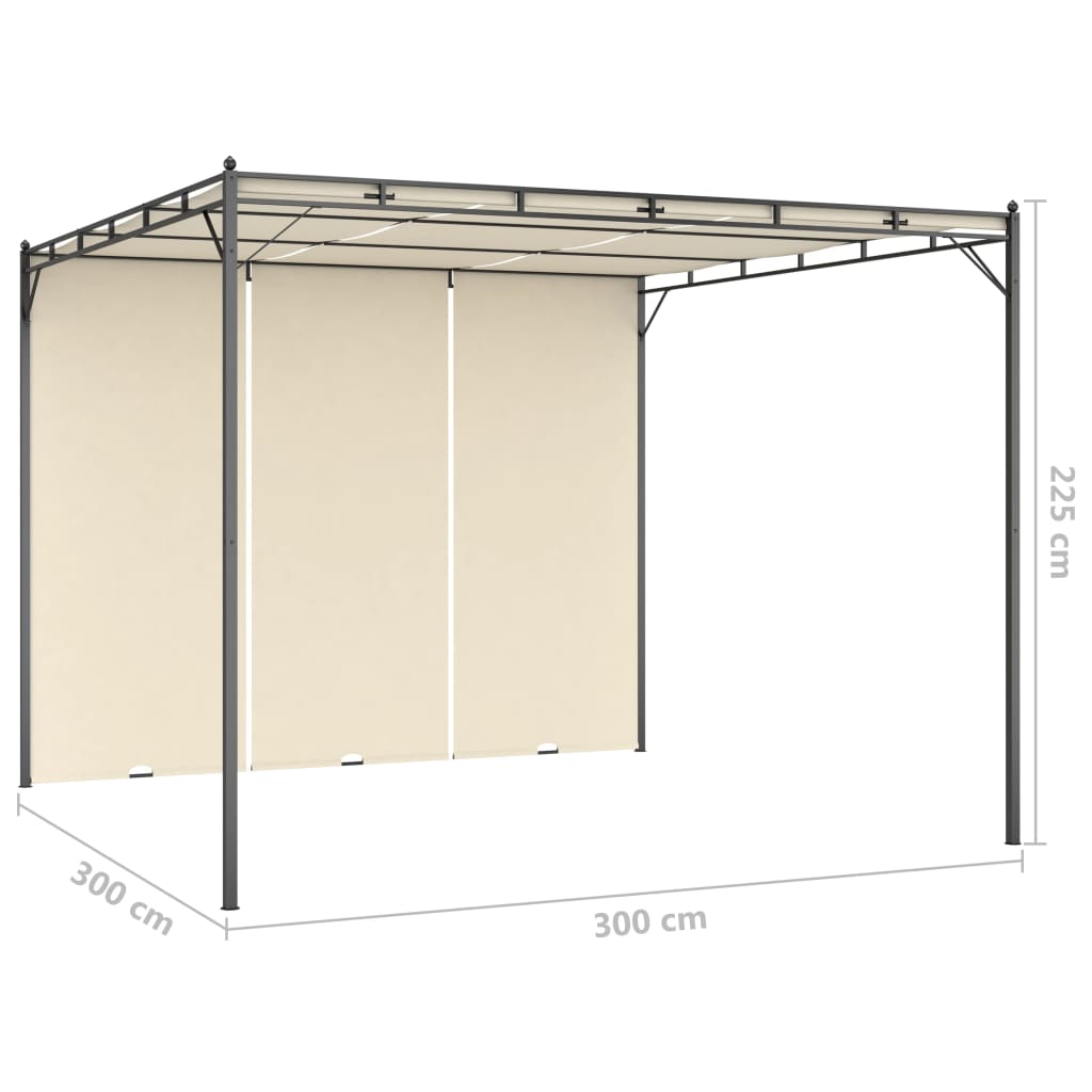 Maison Exclusive - Gazebo da Giardino con Tenda Laterale 3x3x2,25m Crema - 8