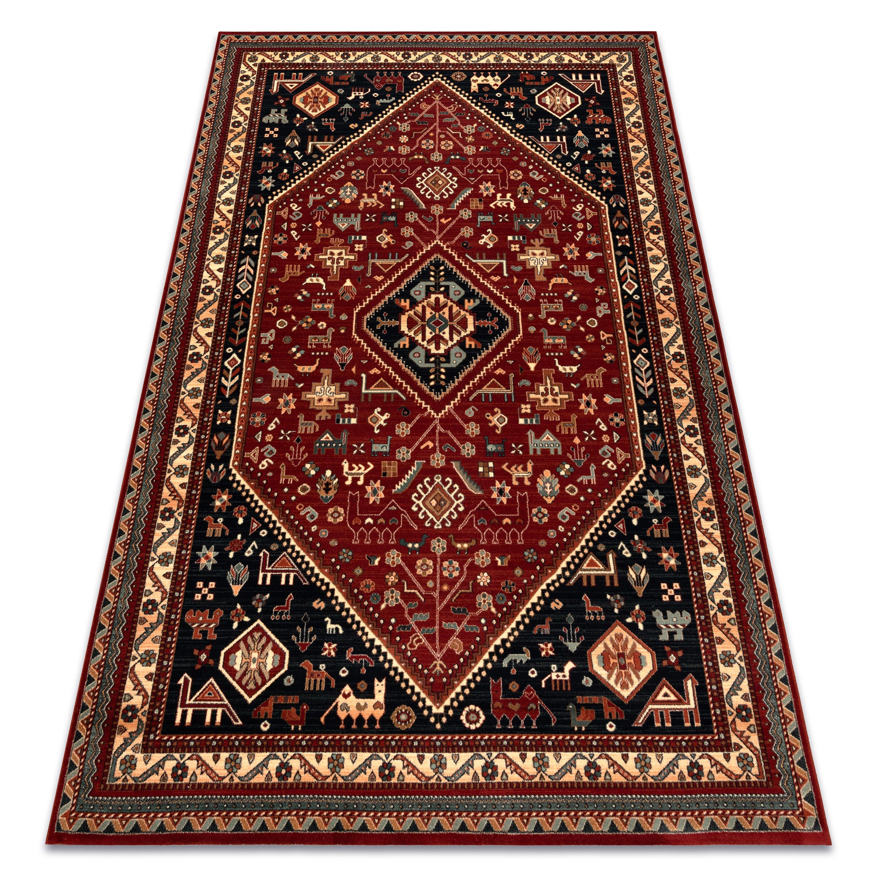 Dywan wełniany KASHQAI 4364 301 orientalny, ramka bordo / czarny 80x160 cm