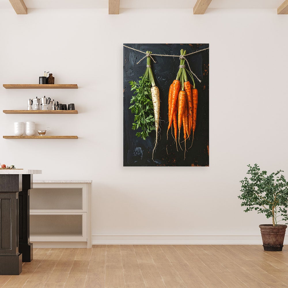Obraz do kuchni restauracji baru jadalni, Marchewki pietruszka warzywa 80x120 - 2