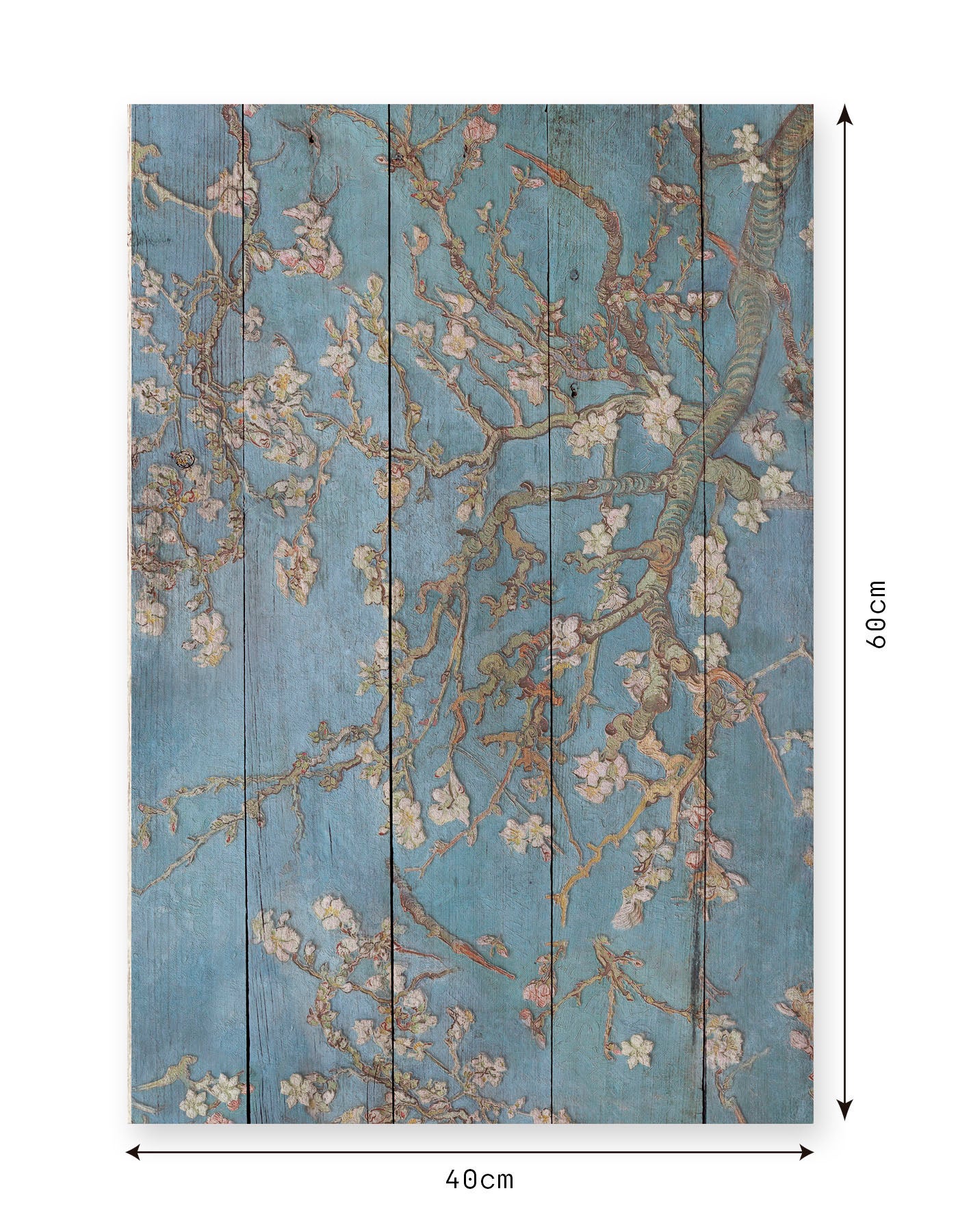 Panneau décoratif en bois 60x40 Amandier bleu - 3