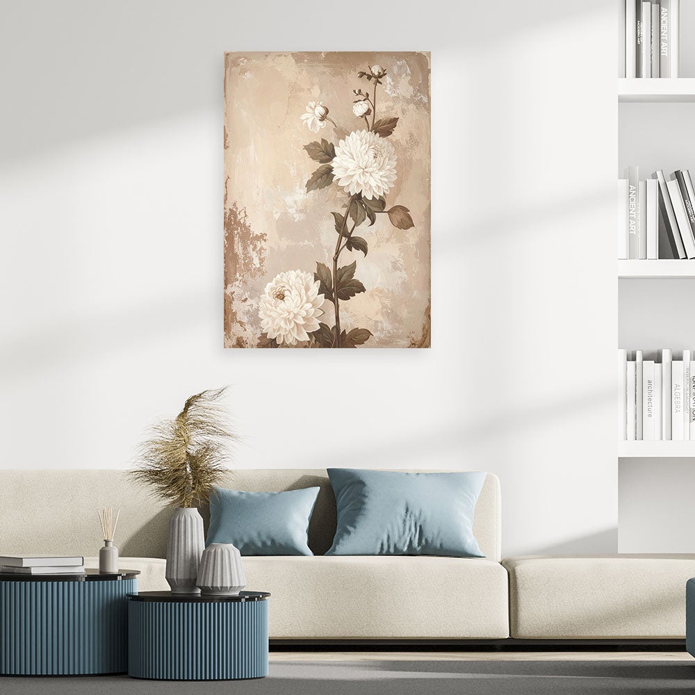 Obraz do salonu sypialni biura loftu, Delikatny Rustykalny Kwiat Piwonii 40x60 - 2