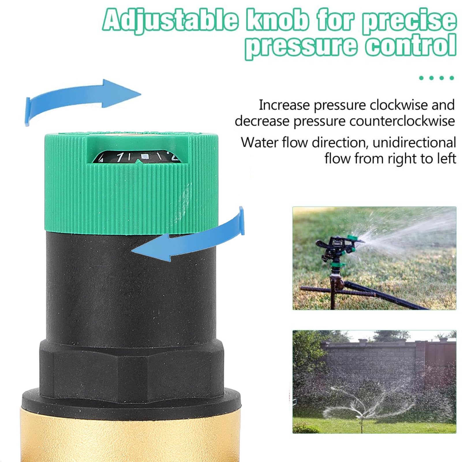 Régulateur de pression d'eau en laiton G3/4, vanne de réduction de pression d'eau avec manomètre, filtre à écran en acier inoxydable pour voyage en c - 5