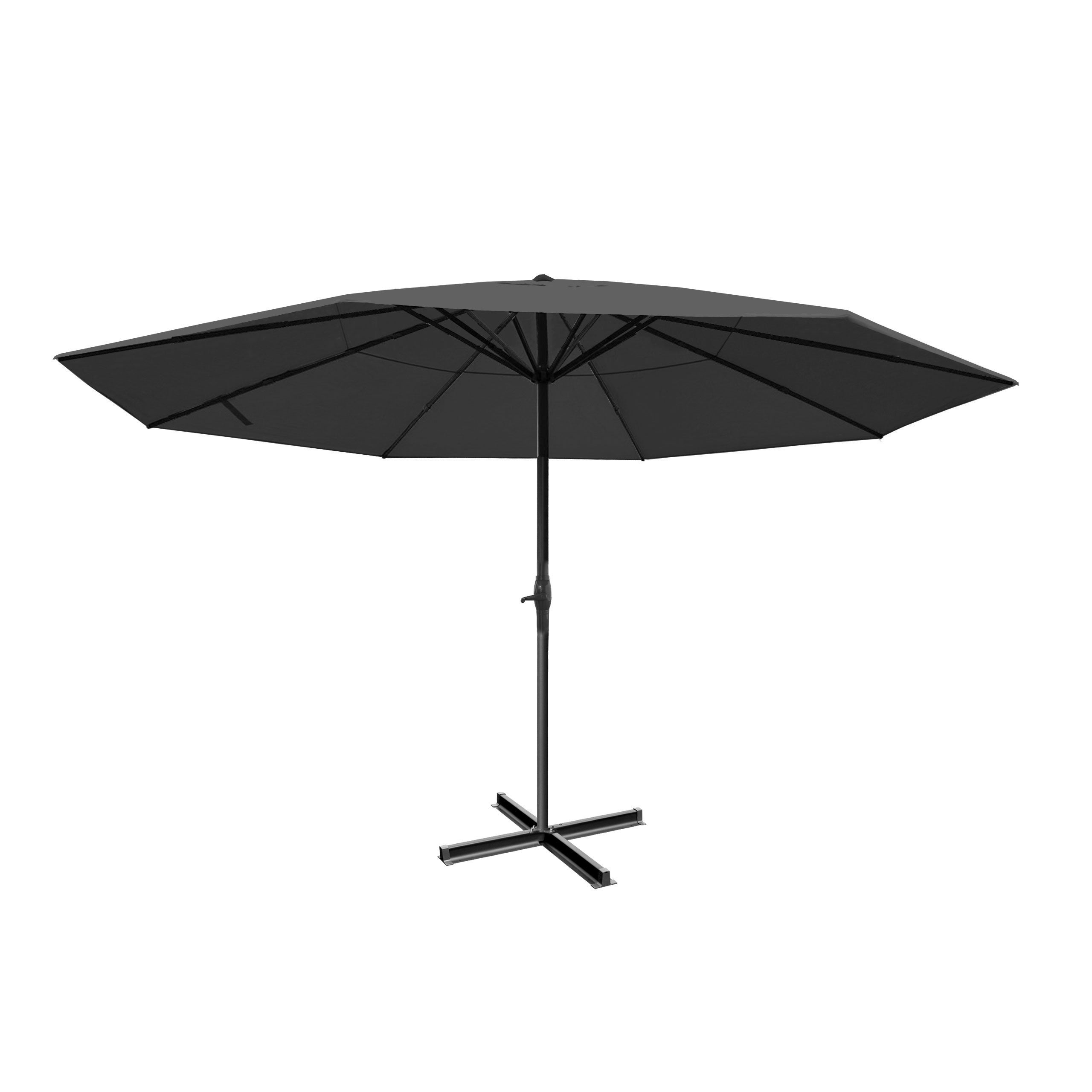 Parasol Meran Pro, parasol gastronomiczny bez falbany Ø 5m poliester/aluminium 28kg ~ antracyt bez stojaka